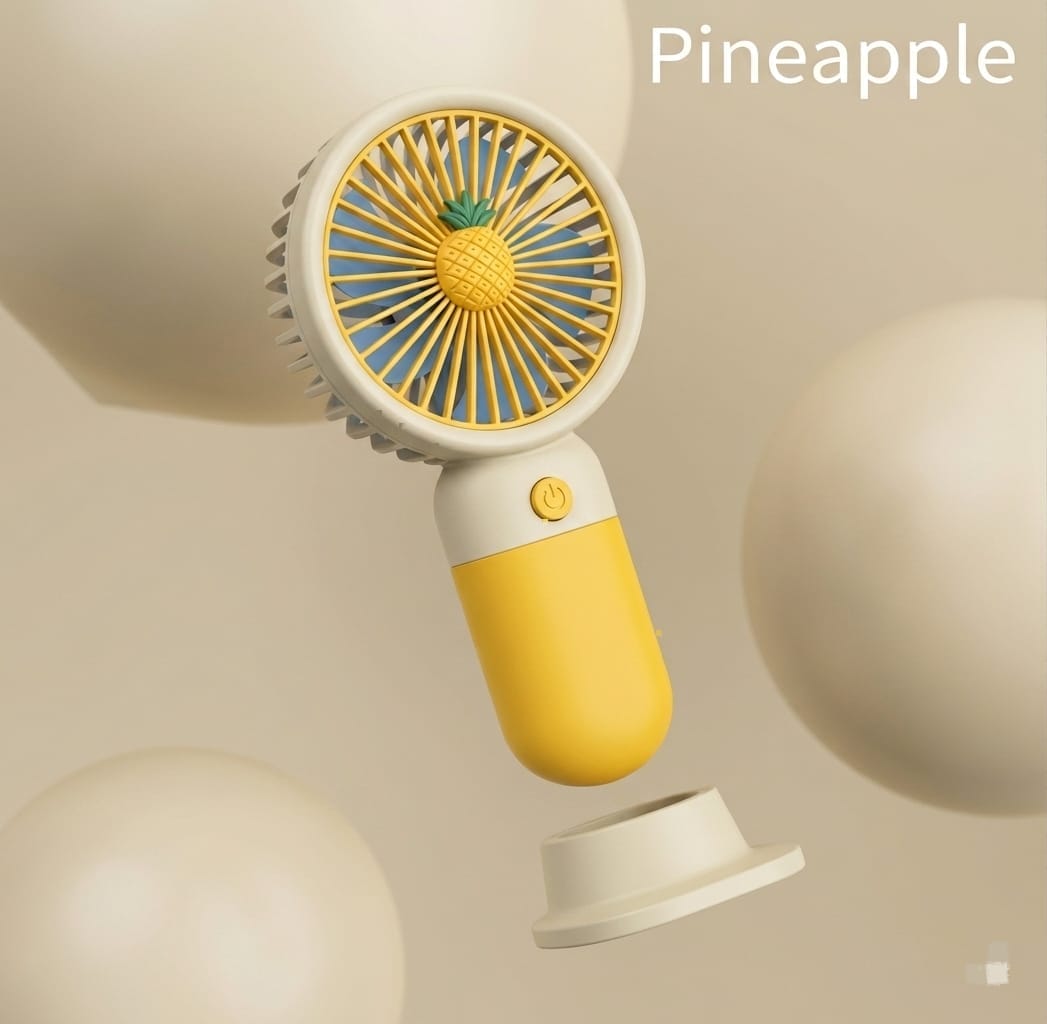 Mini Fan Pineapple Handheld Portable Fan USB Rechargeable Fan with Phone Holder Function for Student Dormitory Office Desktop or Outdoor Fan